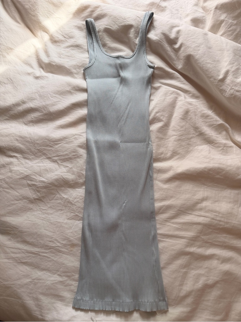 Aritzia Light Blue Ribbed Tank Midi Dress
